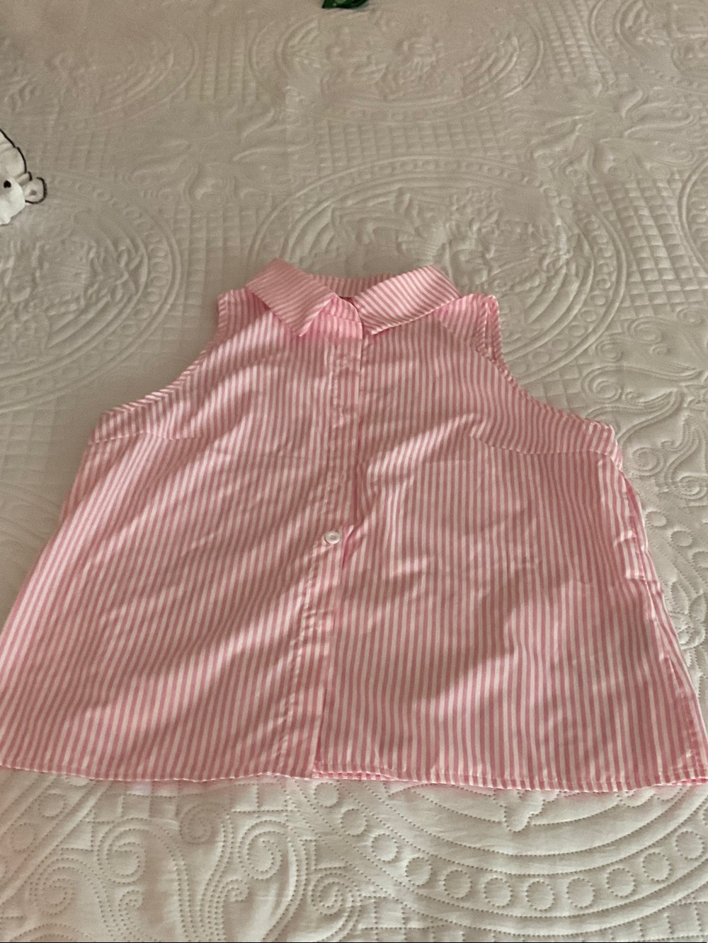 Sleeveless Pink Striped Collared Top